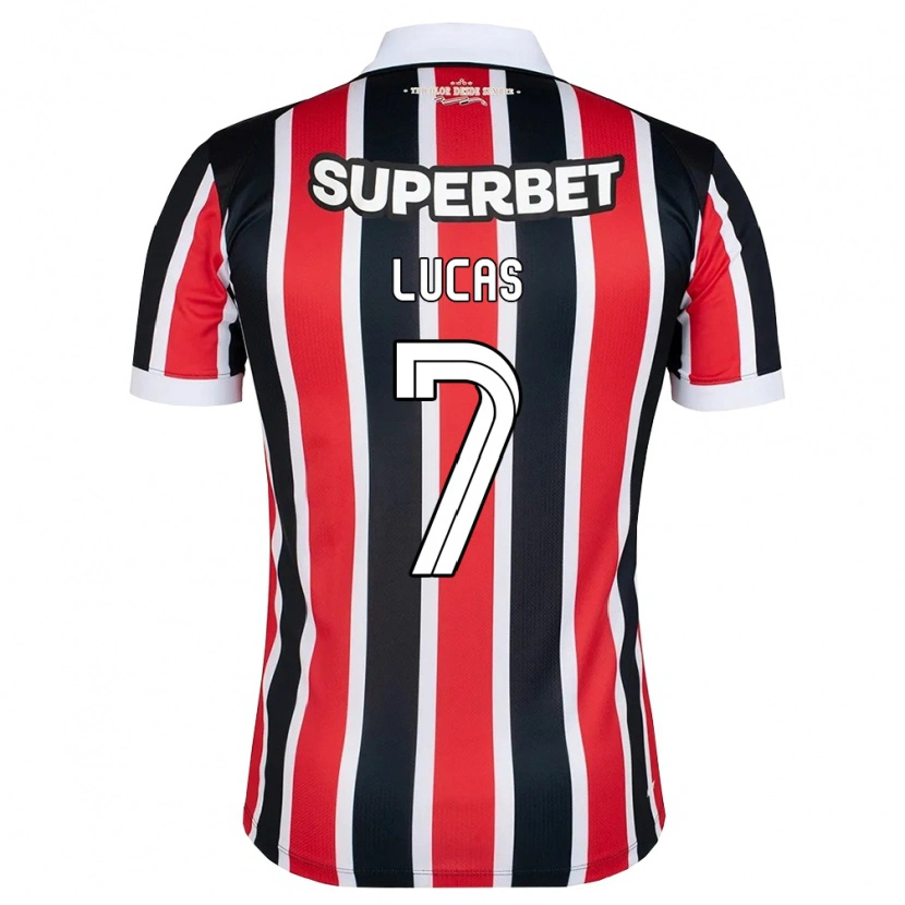 Danxen Uomo Maglia Lucas Moura #7 Rosso Bianco Nero Kit Gara Away 2026/27 Maglietta