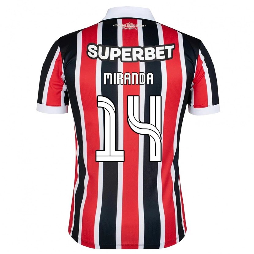 Danxen Uomo Maglia Lucas Miranda #14 Rosso Bianco Nero Kit Gara Away 2026/27 Maglietta