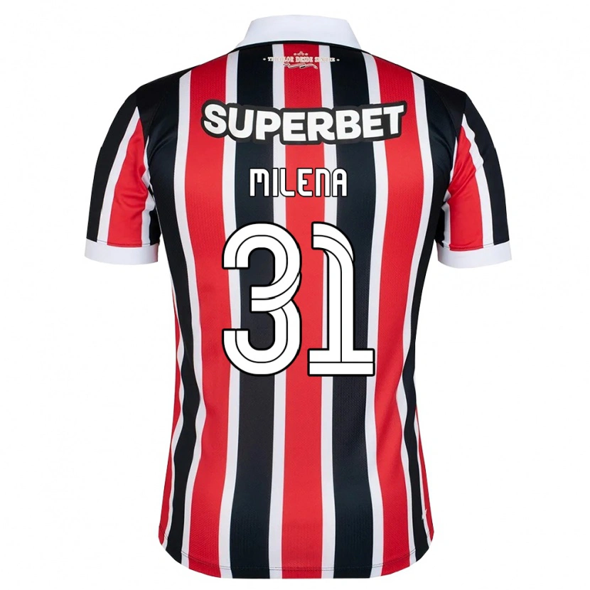 Danxen Uomo Maglia Milena #31 Rosso Bianco Nero Kit Gara Away 2026/27 Maglietta