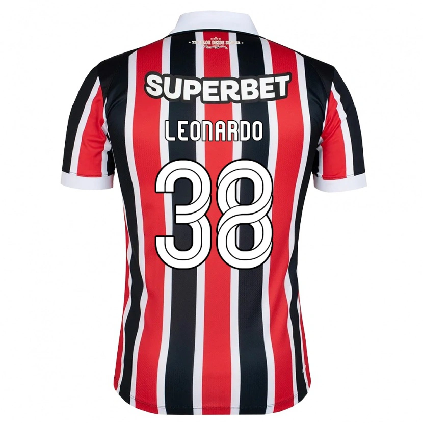 Danxen Uomo Maglia Hugo Leonardo #38 Rosso Bianco Nero Kit Gara Away 2026/27 Maglietta