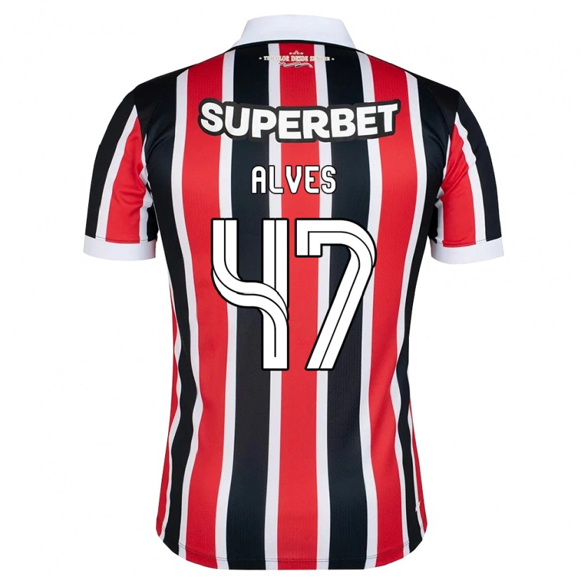 Danxen Uomo Maglia Matheus Alves #47 Rosso Bianco Nero Kit Gara Away 2026/27 Maglietta
