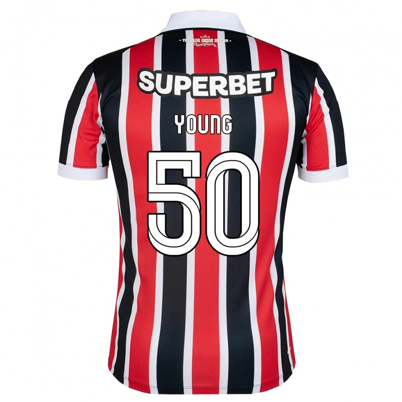 Danxen Uomo Maglia Young Navarro Moraes #50 Rosso Bianco Nero Kit Gara Away 2026/27 Maglietta