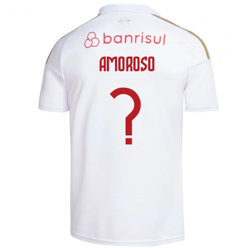 Danxen Uomo Maglia Matteo Amoroso #0 Bianco Rosso Kit Gara Away 2026/27 Maglietta