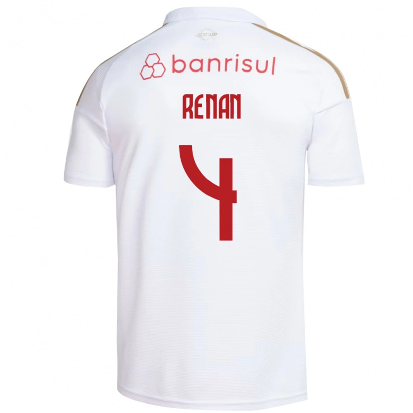 Danxen Uomo Maglia Robert Renan #4 Bianco Rosso Kit Gara Away 2026/27 Maglietta