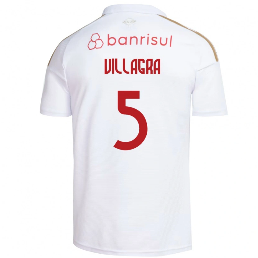 Danxen Uomo Maglia Rodrigo Villagra #5 Bianco Rosso Kit Gara Away 2026/27 Maglietta