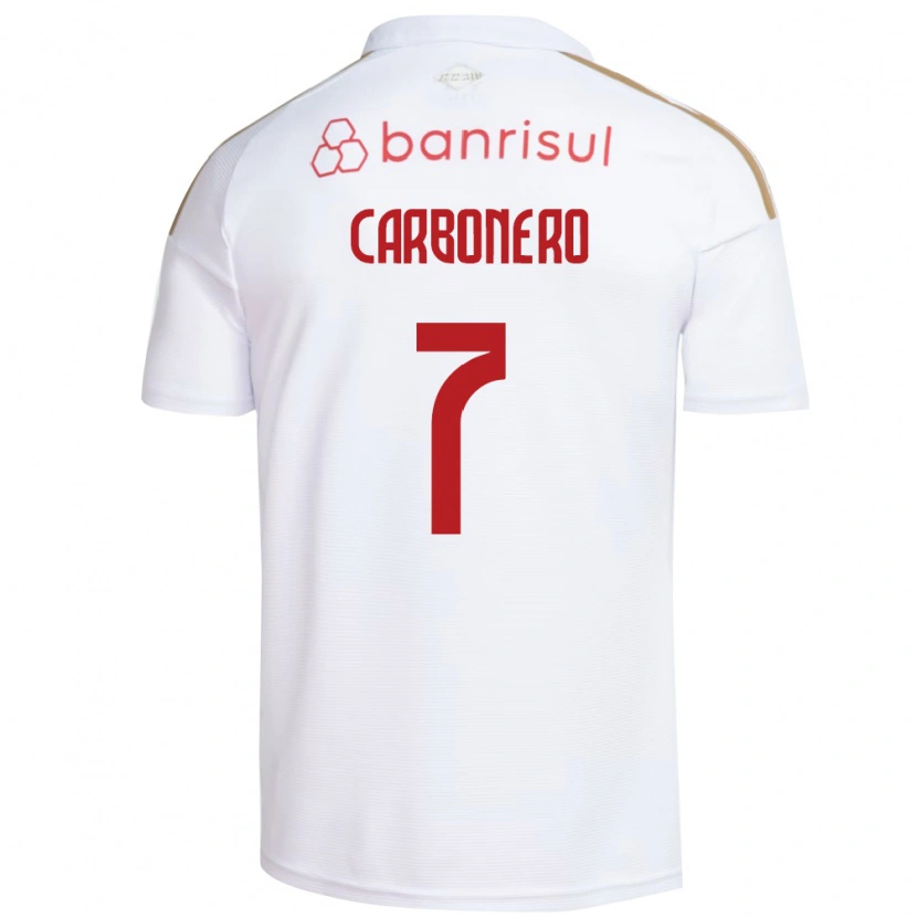Danxen Uomo Maglia Johan Carbonero #7 Bianco Rosso Kit Gara Away 2026/27 Maglietta
