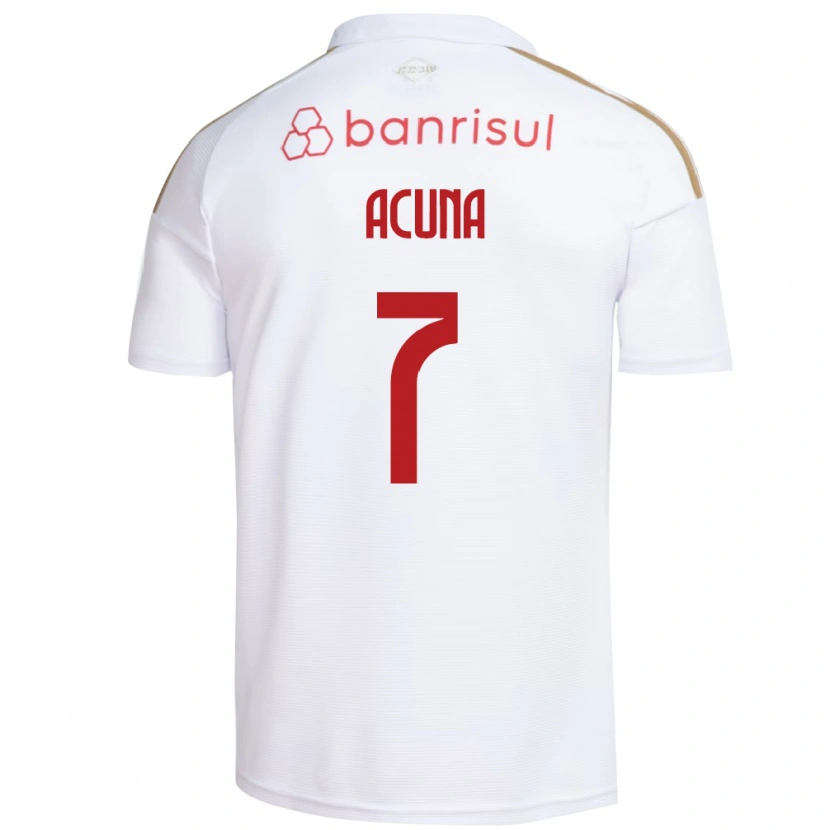 Danxen Uomo Maglia Yenny Acuña #7 Bianco Rosso Kit Gara Away 2026/27 Maglietta