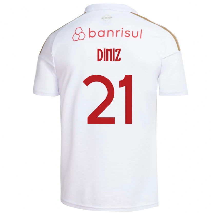 Danxen Uomo Maglia Kauã Diniz #21 Bianco Rosso Kit Gara Away 2026/27 Maglietta