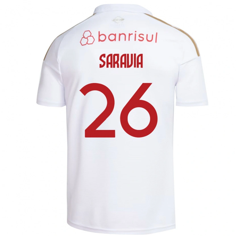 Danxen Uomo Maglia Saravia #26 Bianco Rosso Kit Gara Away 2026/27 Maglietta