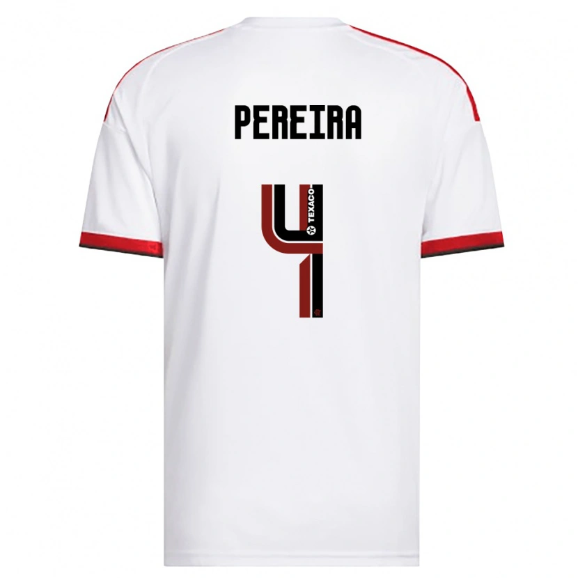 Danxen Uomo Maglia Léo Pereira #4 Bianco Rosso Nero Kit Gara Away 2026/27 Maglietta