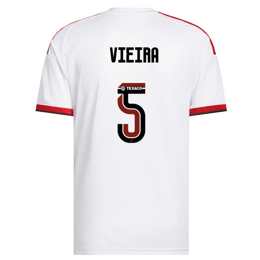 Danxen Uomo Maglia Lucas Vieira #5 Bianco Rosso Nero Kit Gara Away 2026/27 Maglietta