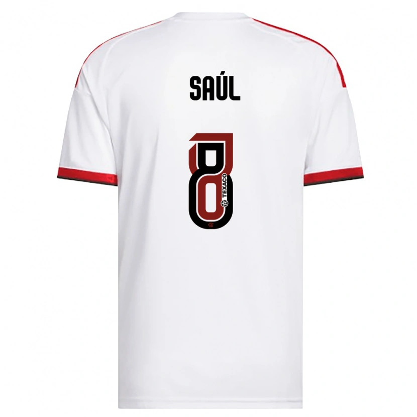 Danxen Uomo Maglia Saúl Ñíguez #8 Bianco Rosso Nero Kit Gara Away 2026/27 Maglietta