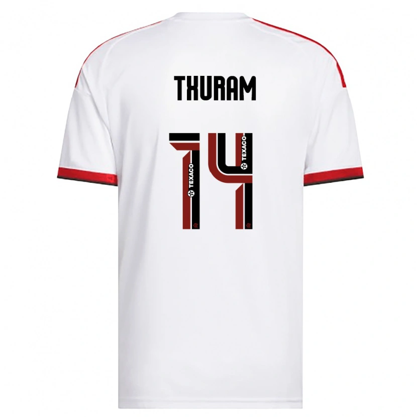 Danxen Uomo Maglia Daniel Thuram #14 Bianco Rosso Nero Kit Gara Away 2026/27 Maglietta