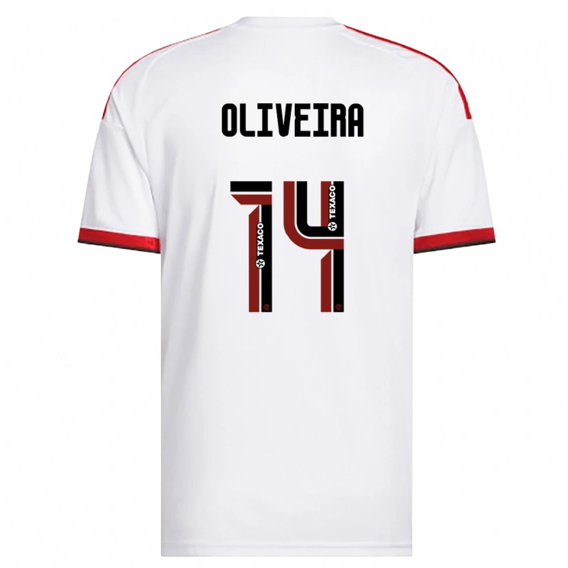 Danxen Uomo Maglia Gustavo Oliveira #14 Bianco Rosso Nero Kit Gara Away 2026/27 Maglietta