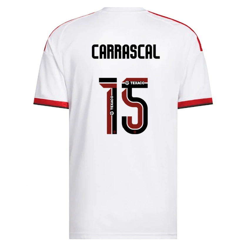 Danxen Uomo Maglia Jorge Carrascal #15 Bianco Rosso Nero Kit Gara Away 2026/27 Maglietta
