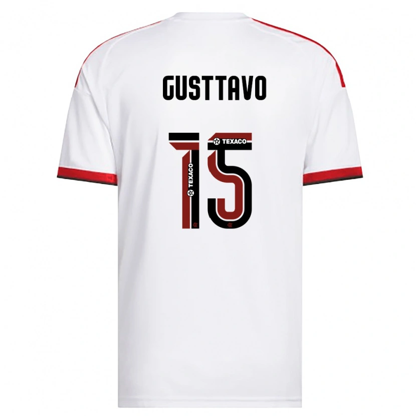 Danxen Uomo Maglia Gusttavo Sousa #15 Bianco Rosso Nero Kit Gara Away 2026/27 Maglietta