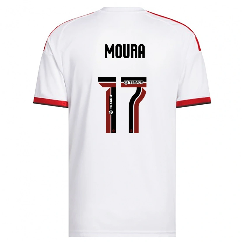 Danxen Uomo Maglia Hugo Moura #17 Bianco Rosso Nero Kit Gara Away 2026/27 Maglietta