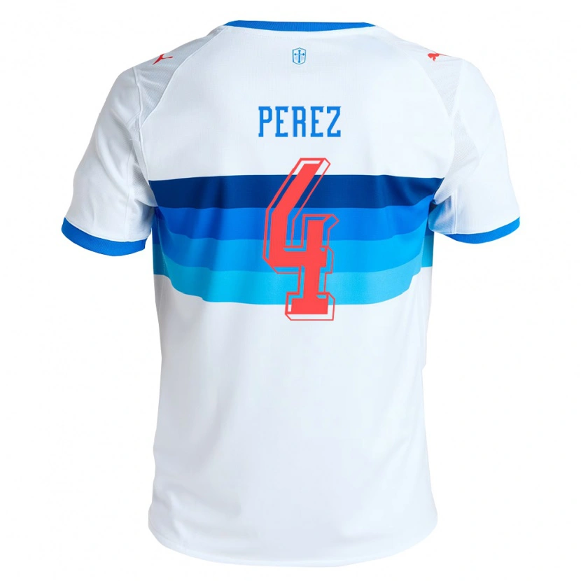 Danxen Donna Maglia Ignacio Pérez #4 Bianco Azzurro Kit Gara Home 2026/27 Maglietta