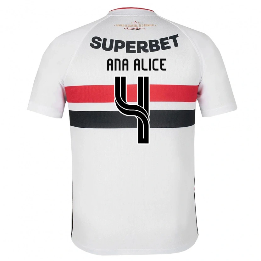 Danxen Donna Maglia Ana Alice Luciano Da Silva #4 Bianco Rosso Nero Kit Gara Home 2026/27 Maglietta