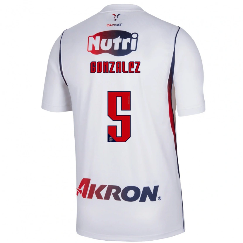 Danxen Donna Maglia Bryan González #5 Bianco Rosso Blu Navy Kit Gara Away 2026/27 Maglietta