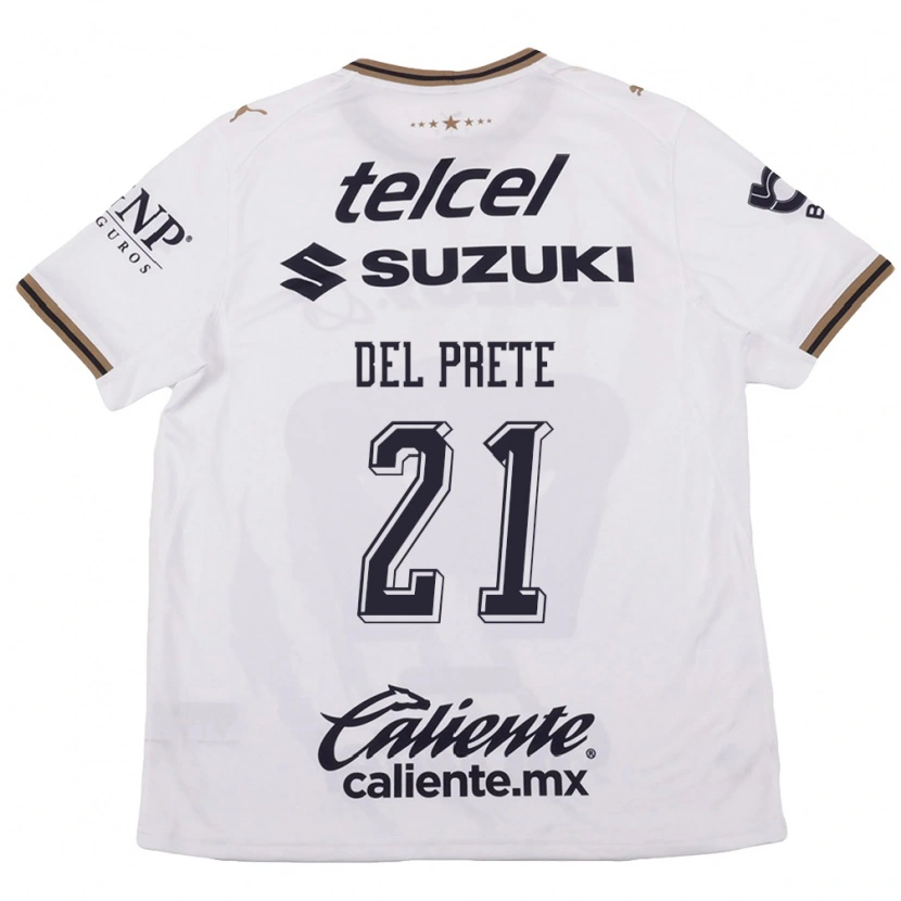 Danxen Donna Maglia Gustavo Del Prete #21 Bianco Nero Marrone Kit Gara Away 2026/27 Maglietta