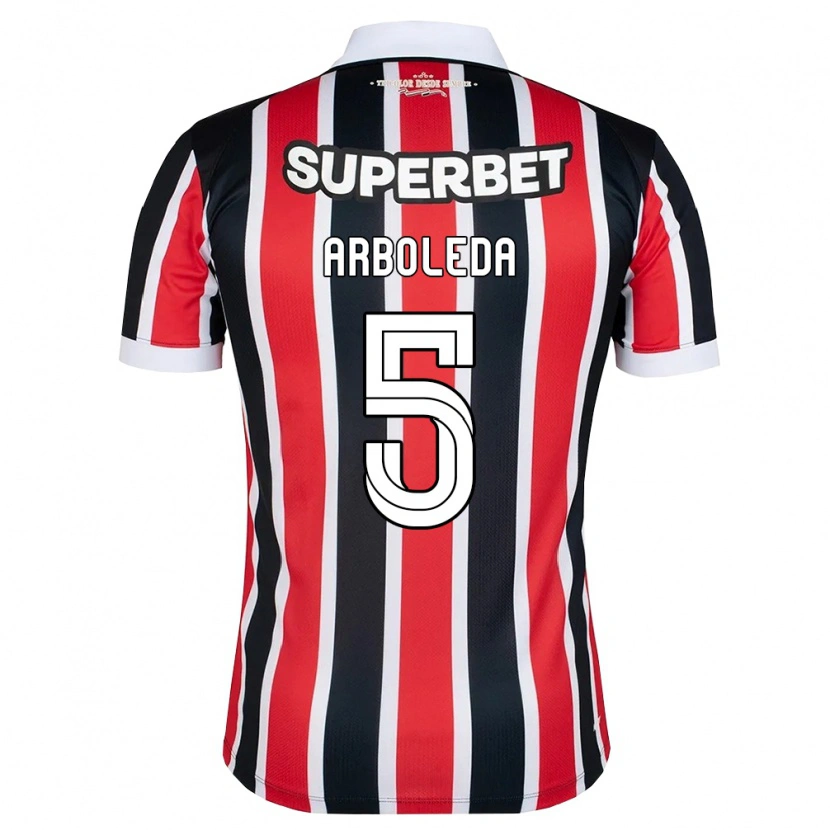 Danxen Donna Maglia Robert Arboleda #5 Rosso Bianco Nero Kit Gara Away 2026/27 Maglietta