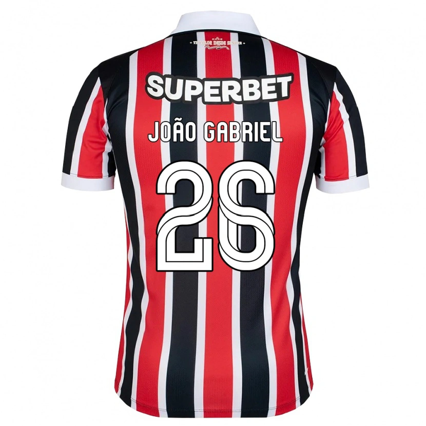 Danxen Donna Maglia João Gabriel #26 Rosso Bianco Nero Kit Gara Away 2026/27 Maglietta
