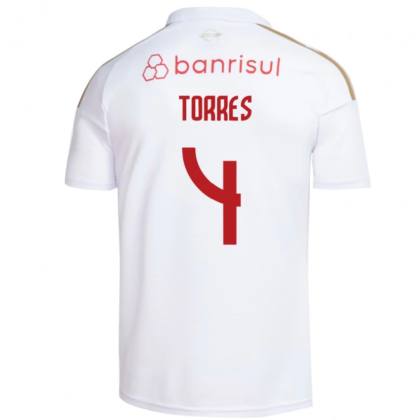 Danxen Donna Maglia Félix Torres #4 Bianco Rosso Kit Gara Away 2026/27 Maglietta