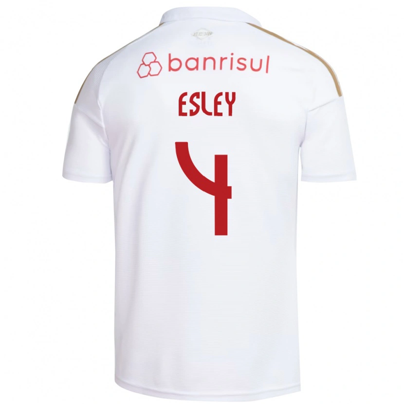 Danxen Donna Maglia Esley Ezequiel Dos Reis #4 Bianco Rosso Kit Gara Away 2026/27 Maglietta