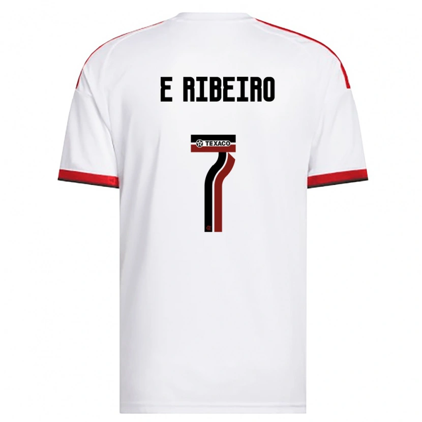 Danxen Donna Maglia Everton Ribeiro #7 Bianco Rosso Nero Kit Gara Away 2026/27 Maglietta