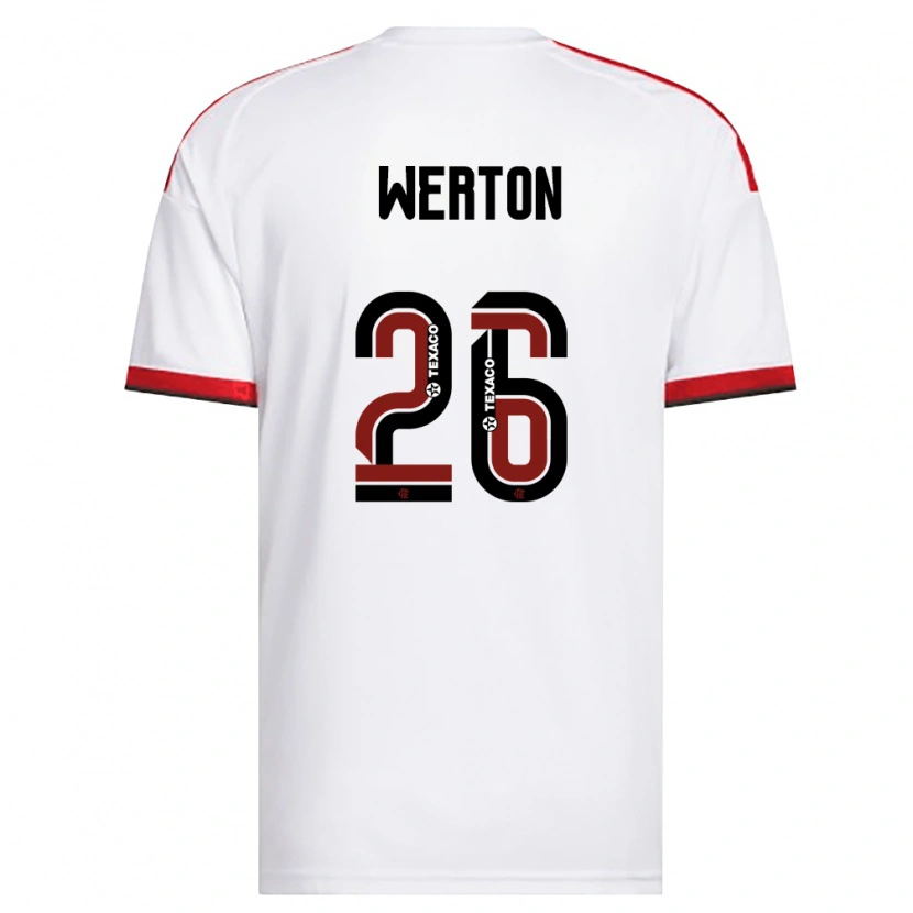 Danxen Donna Maglia Werton #26 Bianco Rosso Nero Kit Gara Away 2026/27 Maglietta