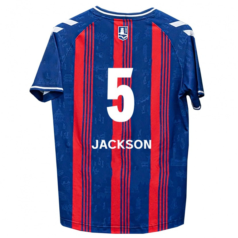 Danxen Bambino Maglia Lachlan Jackson #5 Blu Rosso Bianco Kit Gara Home 2026/27 Maglietta