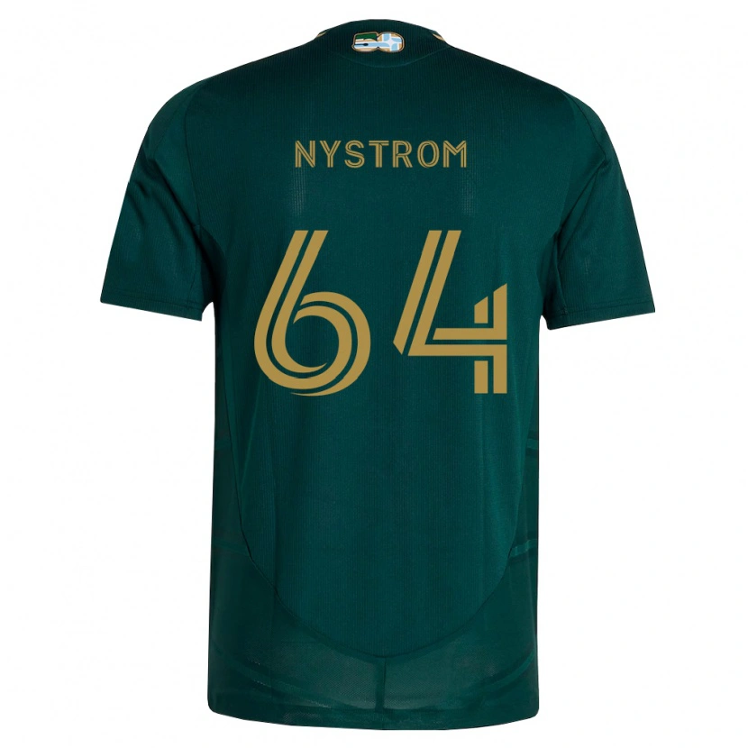 Danxen Bambino Maglia August Nystrom #64 Verde Scuro Marrone Kit Gara Home 2026/27 Maglietta