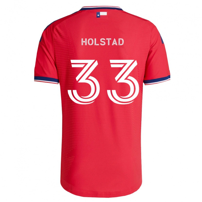 Danxen Bambino Maglia Clay Holstad #33 Rosso Blu Bianco Kit Gara Home 2026/27 Maglietta