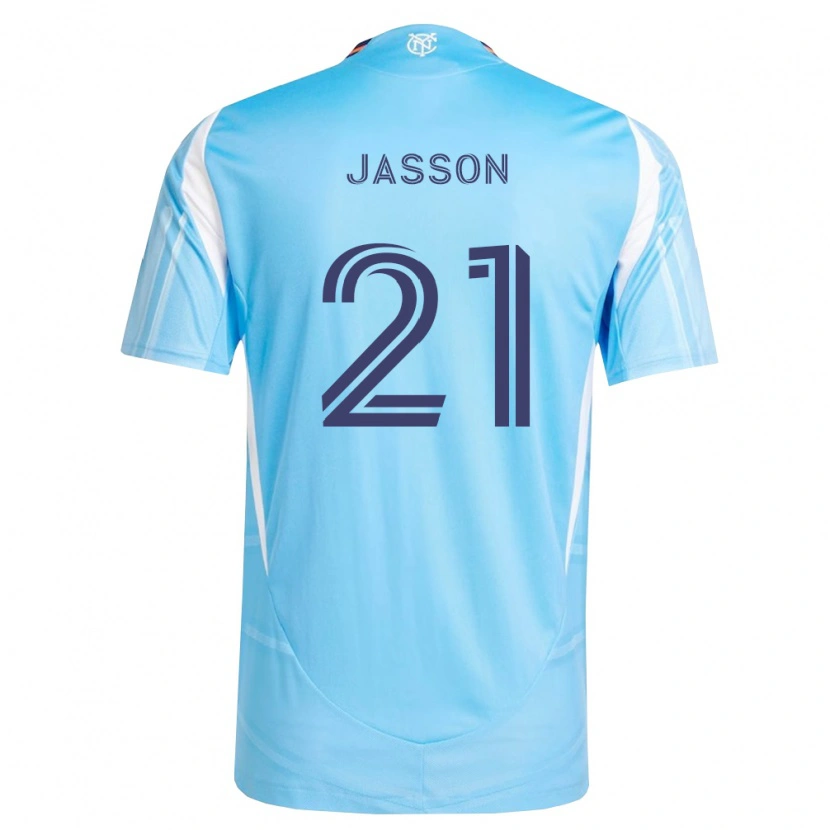 Danxen Bambino Maglia Andres Jasson #21 Azzurro Bianco Kit Gara Home 2026/27 Maglietta