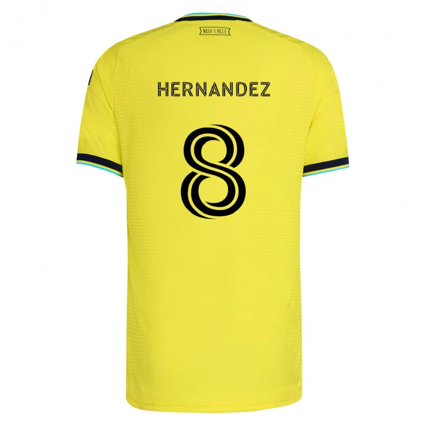 Danxen Bambino Maglia Jonathan Hernández #8 Giallo Brillante Blu Navy Kit Gara Home 2026/27 Maglietta
