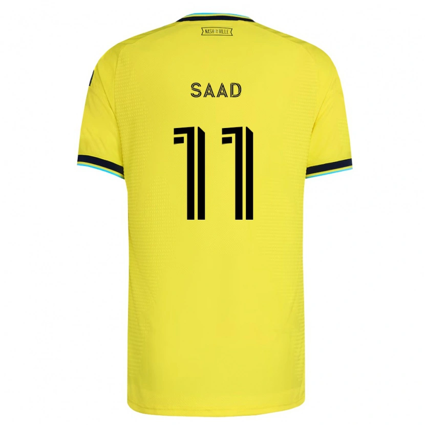 Danxen Bambino Maglia Elias Saad #11 Giallo Brillante Blu Navy Kit Gara Home 2026/27 Maglietta
