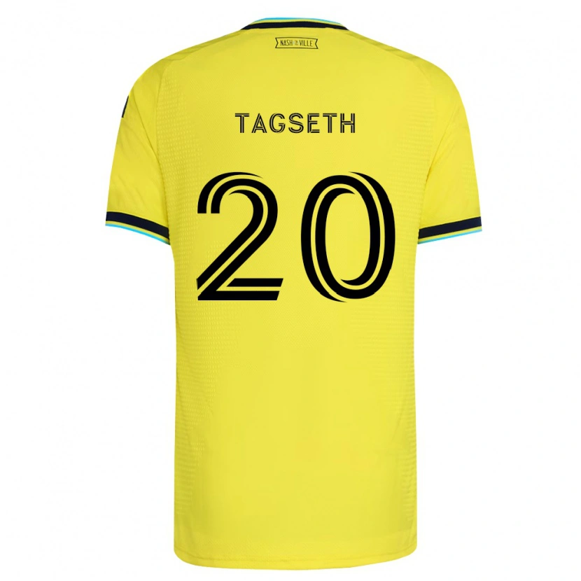 Danxen Bambino Maglia Edvard Tagseth #20 Giallo Brillante Blu Navy Kit Gara Home 2026/27 Maglietta
