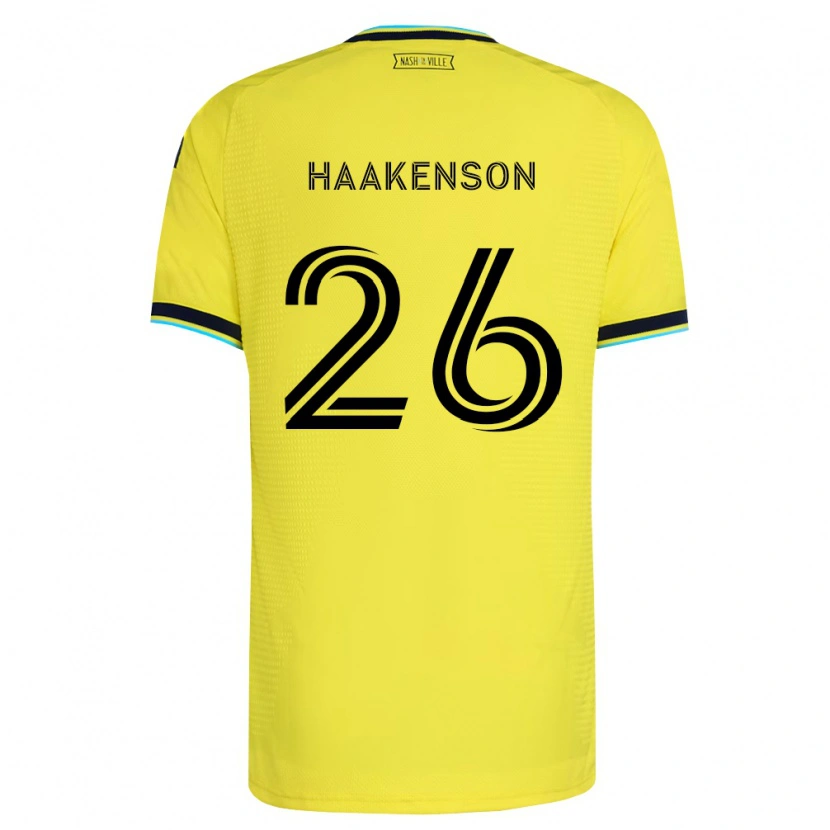Danxen Bambino Maglia Luke Haakenson #26 Giallo Brillante Blu Navy Kit Gara Home 2026/27 Maglietta