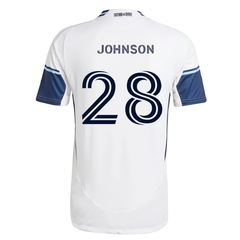 Danxen Bambino Maglia Tate Johnson #28 Bianco Blu Reale Kit Gara Home 2026/27 Maglietta