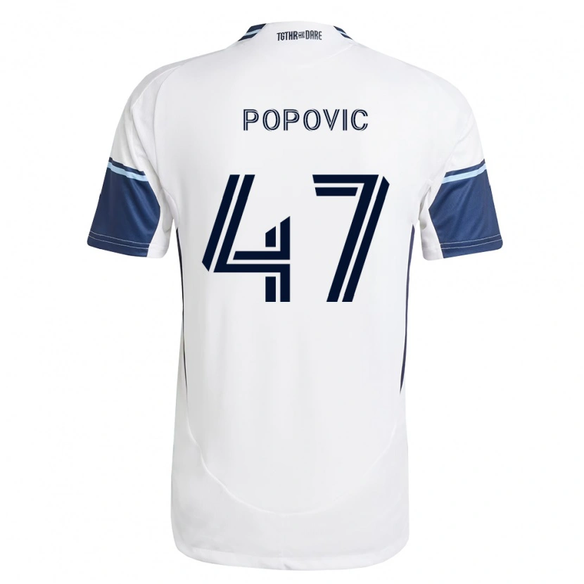 Danxen Bambino Maglia Marko Popović #47 Bianco Blu Reale Kit Gara Home 2026/27 Maglietta