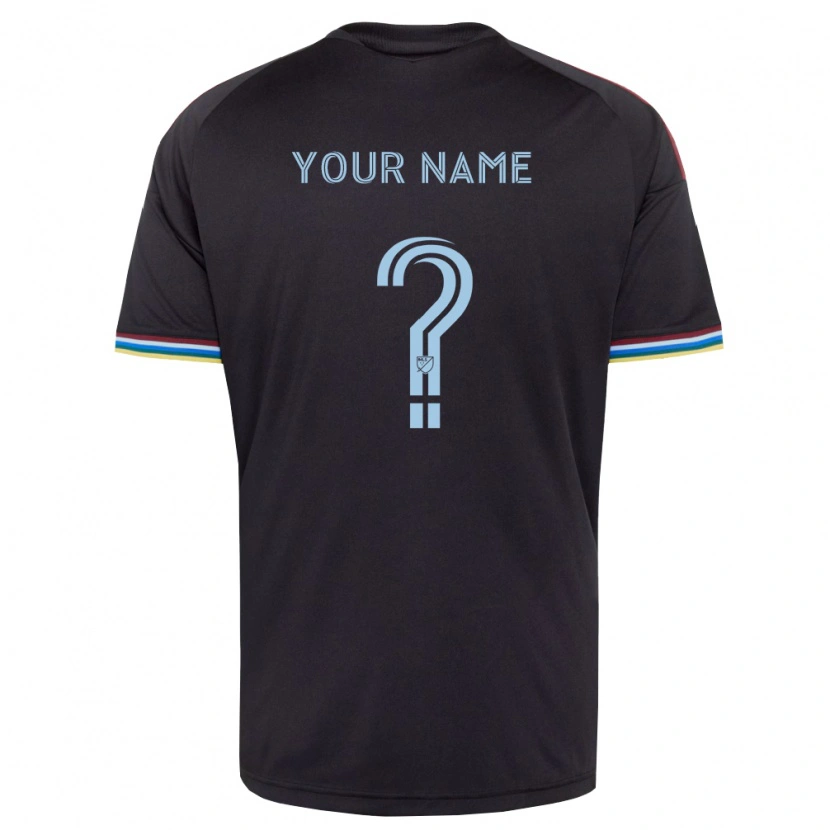 Danxen Bambino Maglia Il Tuo Nome #0 Nero Azzurro Kit Gara Home 2026/27 Maglietta