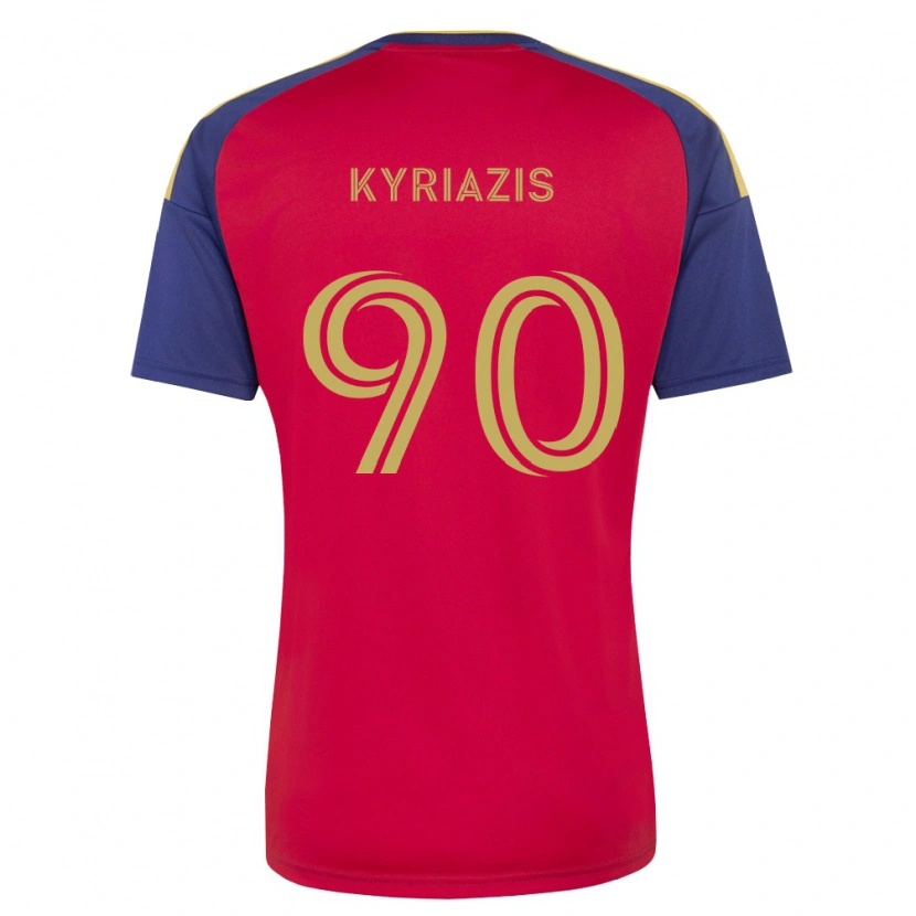 Danxen Bambino Maglia Konstantinos Kyriazis #90 Blu Reale Marrone Rosso Kit Gara Home 2026/27 Maglietta