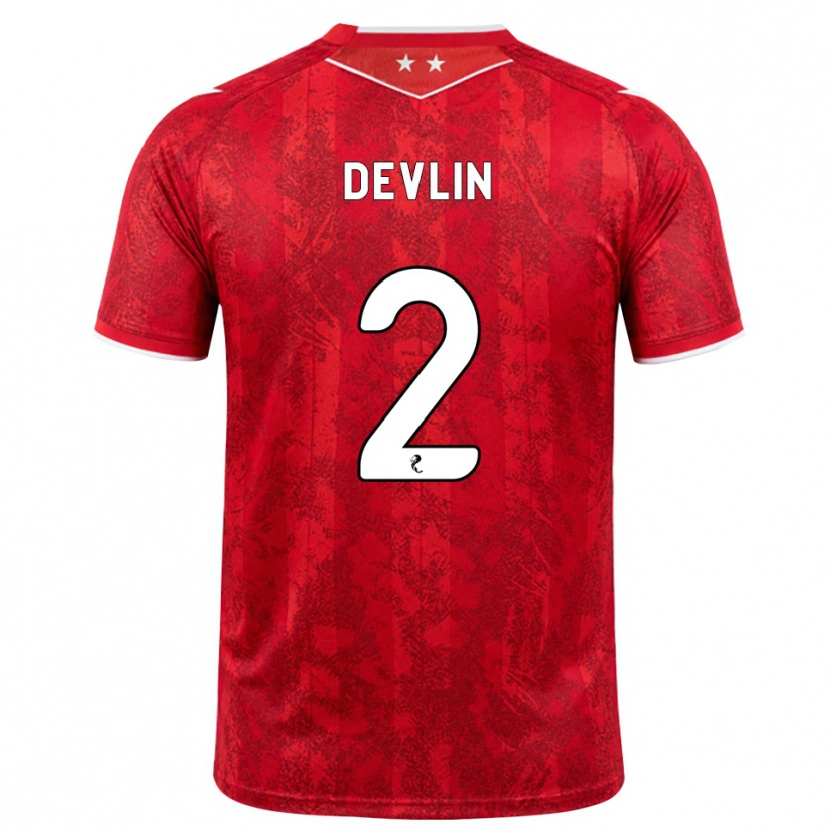 Danxen Bambino Maglia Nicky Devlin #2 Bianco Rosso Kit Gara Home 2026/27 Maglietta