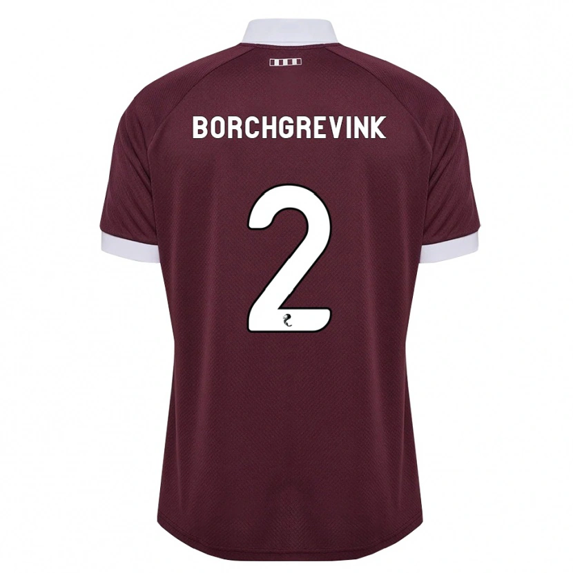 Danxen Bambino Maglia Christian Borchgrevink #2 Bianco Borgogna Kit Gara Home 2026/27 Maglietta