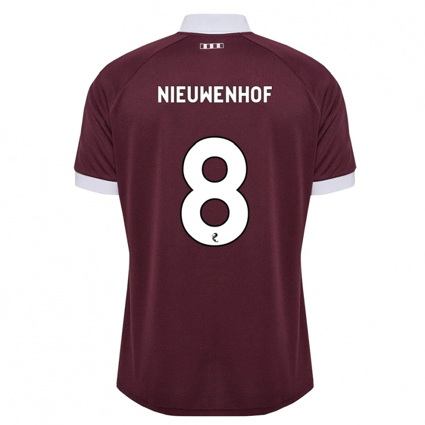 Danxen Bambino Maglia Calem Nieuwenhof #8 Bianco Borgogna Kit Gara Home 2026/27 Maglietta