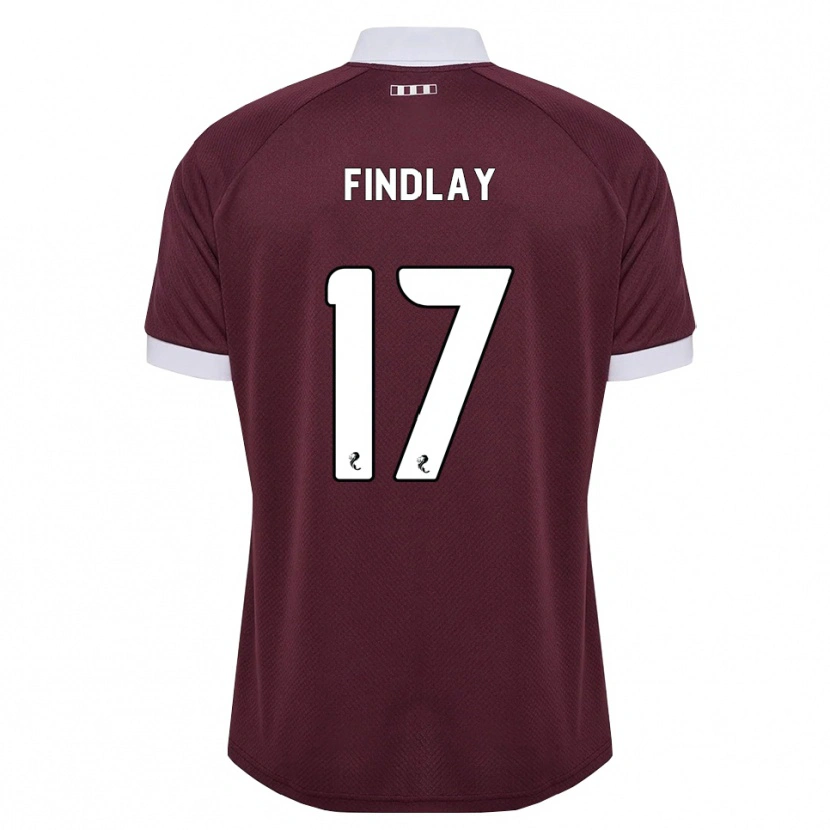 Danxen Bambino Maglia Stuart Findlay #17 Bianco Borgogna Kit Gara Home 2026/27 Maglietta