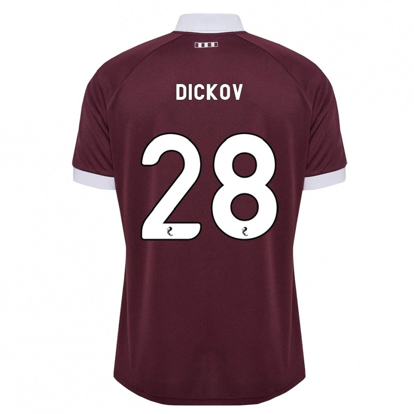 Danxen Bambino Maglia Sam Dickov #28 Bianco Borgogna Kit Gara Home 2026/27 Maglietta