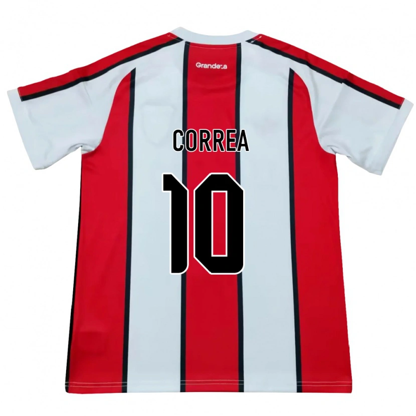 Danxen Bambino Maglia Ángel Correa #10 Bianco Rosso Nero Kit Gara Away 2026/27 Maglietta