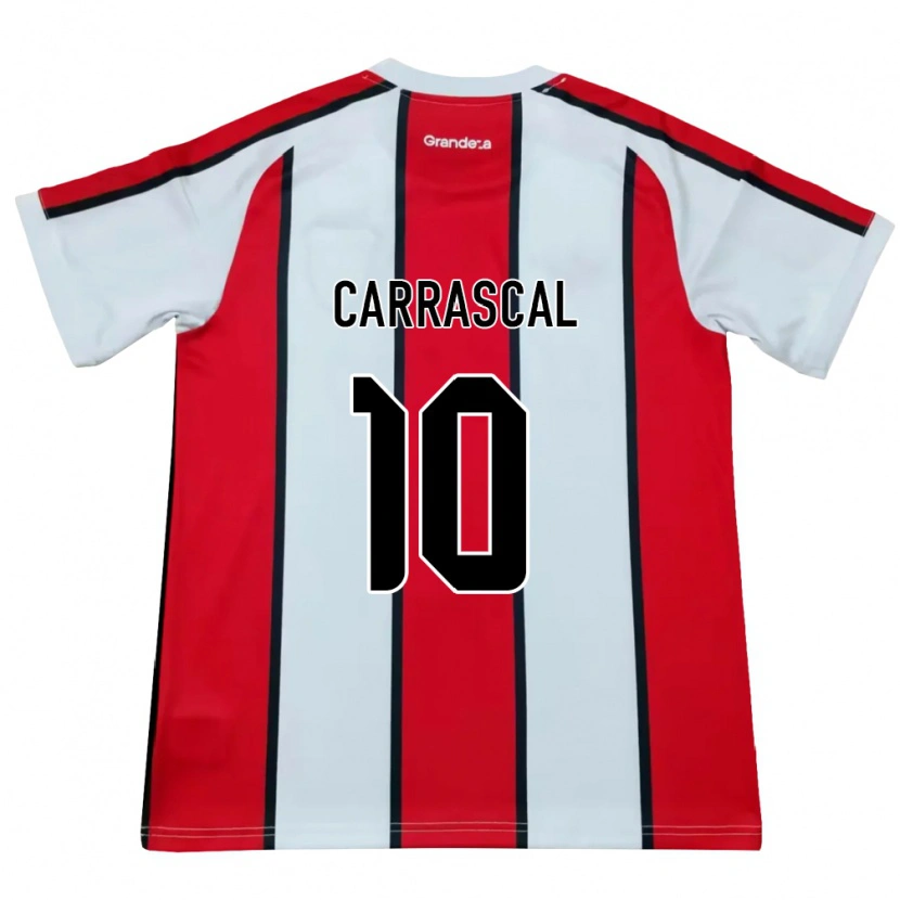 Danxen Bambino Maglia Jorge Carrascal #10 Bianco Rosso Nero Kit Gara Away 2026/27 Maglietta